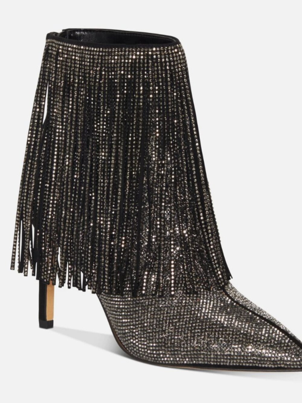 INC International Concepts Black Fringe Rhinestone Ankle Boots